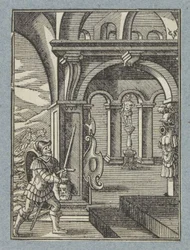 La cabeza de Saúl es llevada al templo de los filisteos