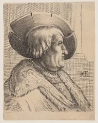 Retrato fantástico de un anciano de perfil