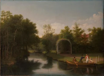 Cenador en el parque de la mansión de Sanderumgård