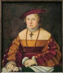 Alemán: Bildnis der Ehefrau des Ulrich Ehinger, Ursula Meuting (m. 1588) (Retrato de la esposa de Ulrich Ehinger, Ursula Meuting) Retrato de la esposa de Ulrich Ehinger, Ursula Meuting