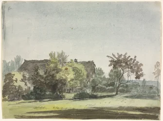 Casa de campo detrás de árboles, c. 1790