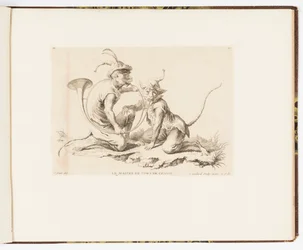 Placa 10, Le Maître de Cors de Chasse, Singeries ou différentes actions de la vie humaine représentées par des singes