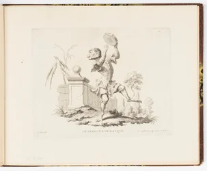 Placa 10, Le Tambour de Basque (El Tamboril), Singeries ou différentes actions de la vie humaine représentées par des singes (Payasadas de monos o diferentes acciones de la vida humana representadas por monos)