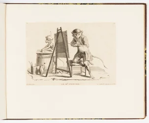 Placa 11, Le Maître Peintre (El Maestro Pintor), Singeries ou différentes actions de la vie humaine représentées par des singes (Travesuras de Monos o Diferentes Acciones de la Vida Humana Representadas por Monos)