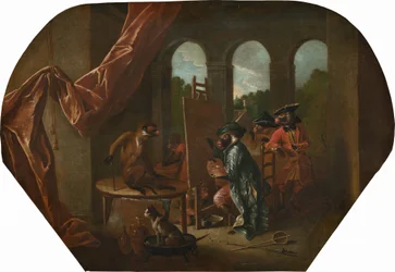 Singerie: El pintor, c.1739 (óleo sobre lienzo)