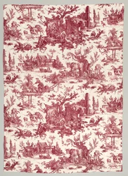 Tira de algodón impreso en placa de cobre con diseño Les plaisirs de la ferme, 1785-1790