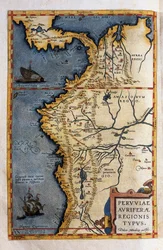 Mapa de Perú, de los registros de la expedición de Hernando de Soto en 1570