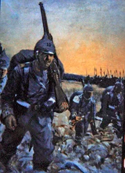 Infantería alemana de 1914 en uniforme de campaña
