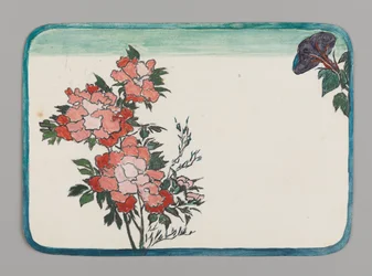 Pequeña tarjeta con crisantemos y gloria de la mañana, ca. 1880. Acuarela