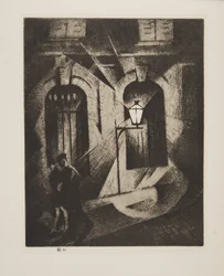 Siniestra noche parisina, pub.1929 (aguafuerte)