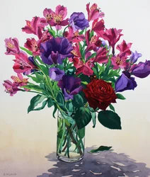 Flores con rosa roja