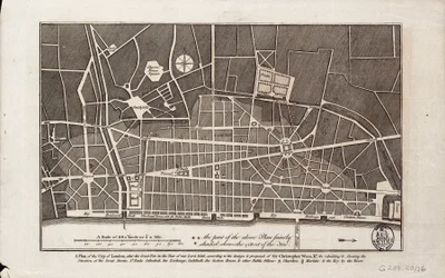 Plano de la ciudad de Londres tras el Gran Incendio de 1666 (impresión)