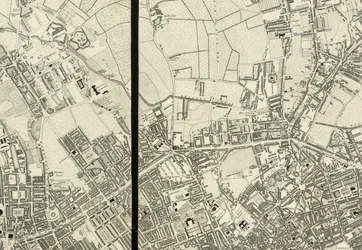 Detalle de la zona alrededor de Pentonville, del Mapa de Londres, a partir de una encuesta real realizada en los años 1824