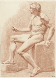 Desnudo masculino sentado, visto de perfil