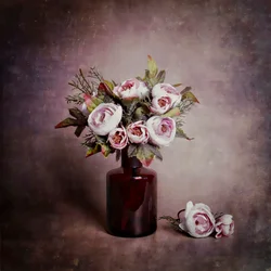 Bodegón floral rosa