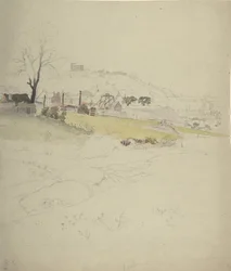 Vista de una mina en el borde de una ciudad, 1840-49