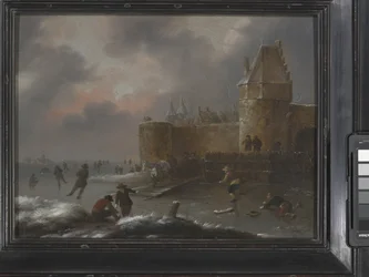 Paisaje invernal con patinadores, hacia 1660 (óleo sobre madera)