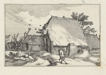 Granja y hombre con dos cubos
Paisajes con granjas (título de la serie)