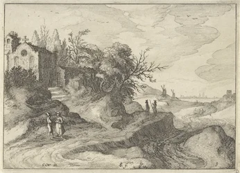 Capilla en una sinuosa carretera rural
Paisajes holandeses (título de la serie)
Amaeniores Aliquot Regiunculae (título de la serie en el objeto)