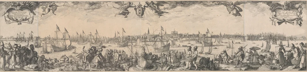 Perfil de Amsterdam, visto desde el IJ, que consta de dos partes