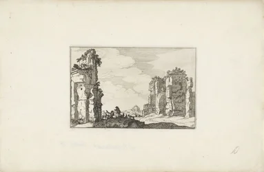 Dos pastores cerca de una ruina
Paisajes italianos con ruinas (título de la serie)
Variae antiquitates Romanae (título de la serie en el objeto)