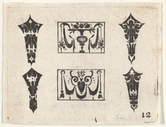 Impresión en Blackwork con Dos Paneles Horizontales y Cuatro Engastes, ca. 1620
