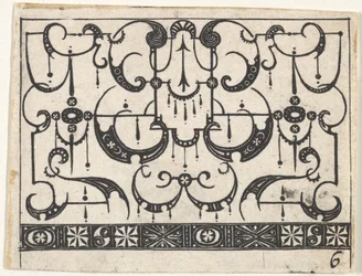 Impresión de Blackwork con un patrón de Schweifwerk, ca. 1620