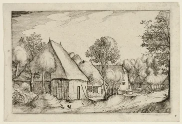 Un corral, lámina cinco según Cuadros de granjas, casas de campo y aldeas rústicas (Praediorum villarum et rusticarum casularum icones)