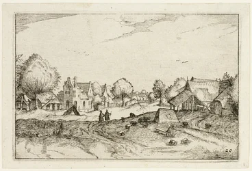 Village Road, lámina veinte después de Cuadros de granjas, casas de campo y aldeas rústicas (Praediorum villarum et rusticarum casularum icones)