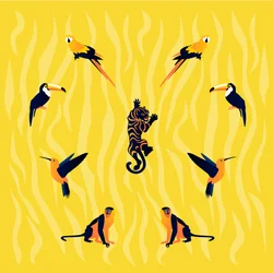 Animales - Amarillo - Negro