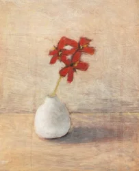 Naturaleza muerta con flores rojas