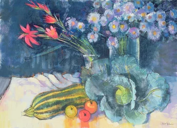 Naturaleza Muerta con Frutas y Flores