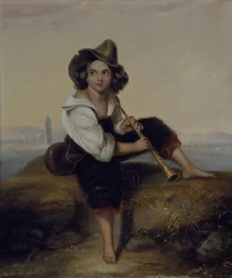 Un niño campesino con una pipa, cerca del Acueducto Flavio, c.1844