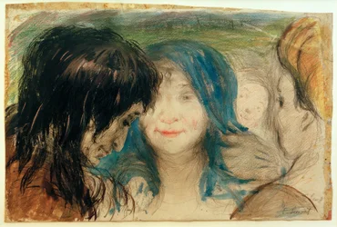 La niña con el cabello azul