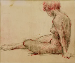 Desnudo femenino sentado hacia la izquierda