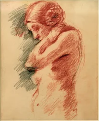 Desnudo femenino de pie, hacia la izquierda