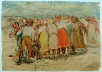 Multitud enfurecida rodea a la bruja apedreada