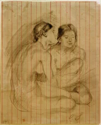 Dos niñas desnudas sentadas