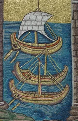 Las galeras romanas. Mosaico de Rávena, copia