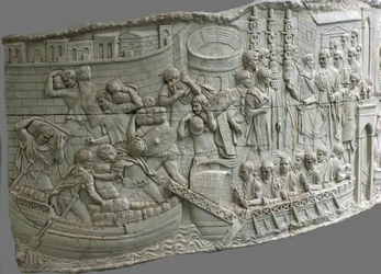 Las galeras romanas. Detalle del relieve de la Columna de Trajano, siglo I-II