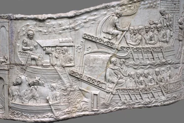 Las galeras romanas. Detalle del relieve de la Columna de Trajano, siglo I-II
