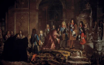 Reparación hecha al Rey Luis XIV por el Dogo de Génova en la Galería de los Espejos en Versalles, 15 de mayo