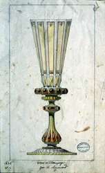 Decoración para copas de champán, dibujo en acuarela, Claude-Aymé Chenavard