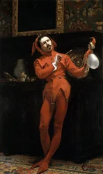 El bufón. Pintura de Claude Andrew Calthrop (1845-1893)