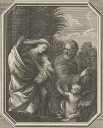 La huida a Egipto, la sagrada familia caminando con el joven Juan el Bautista, ca. 1720-86