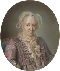 Una anciana con un vestido de seda malva