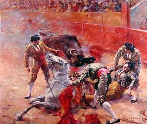 El picador cayendo