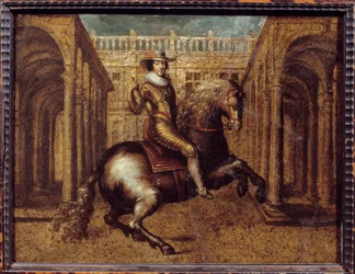 Retrato ecuestre de Gastón de Orleans (1608-1660) Duque de Anjou, hermano de Luis XIII