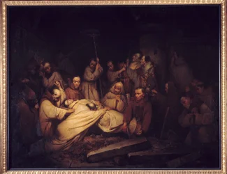 El Conde de Comminges. Última escena de los Memoriales del Conde de Comminges representando al Conde de Comminges reconociendo a Adelaide después de su muerte