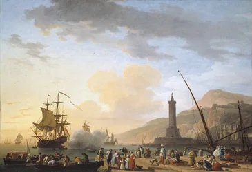 Un puerto al atardecer